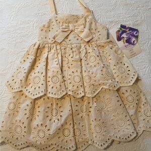 Blueberi boulevard NWT 3T Cream Kids Dress with Bow